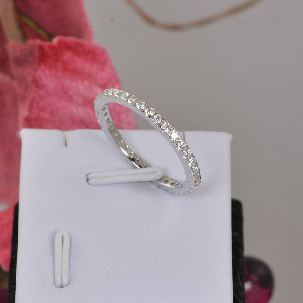 Authentic Genuine Moissanite Diamonds Full Eternity Ring Band - Picture 1 of 9